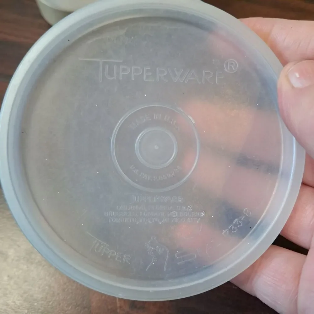 Vintage Tupperware Condiment Caddy‎ #757 Set 4 Cups, 2 Lids - Clear Cups